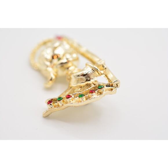 Tancer II Vintage Christmas Angel Pin Brooch Enamel Gold Holiday Signed BinAJ - Picture 10 of 12